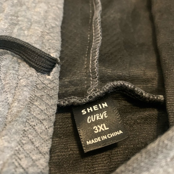 SHEIN Curve 3XL Grey Cable Knit Hooded Poncho Sweater - Picture 2 of 5